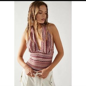 Free People Retro Halter Bodysuit